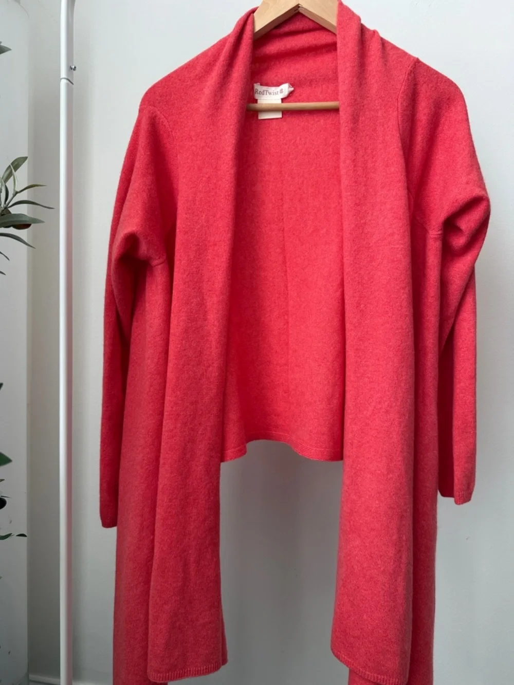 Red Twist  Cashmere Open Front Red Sweater Cardigan Size M